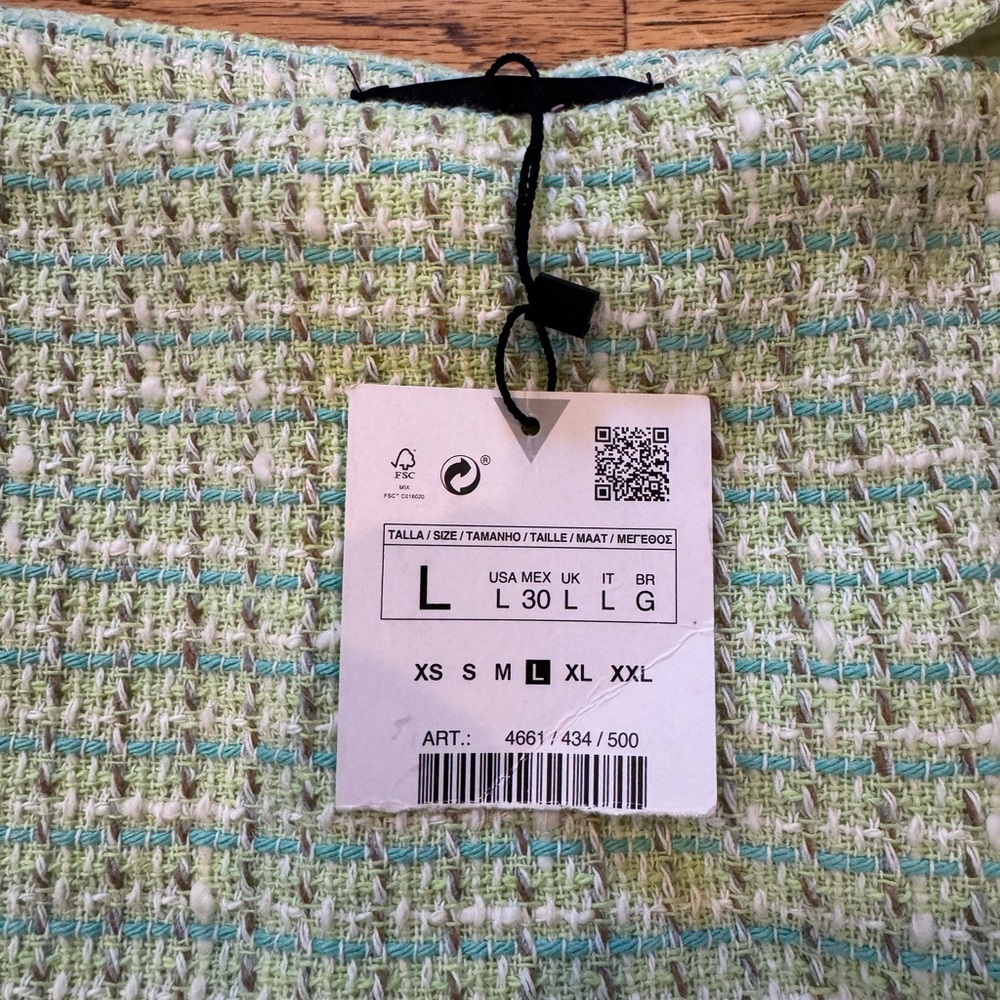 NWT Zara Green Tweed Skort L - Picture 4 of 5